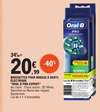 E.Leclerc BROSSETTES POUR BROSSE À DENTS ÉLECTRIQUE offre
