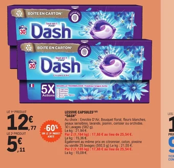 E.Leclerc LESSIVE CAPSULES DASH offre