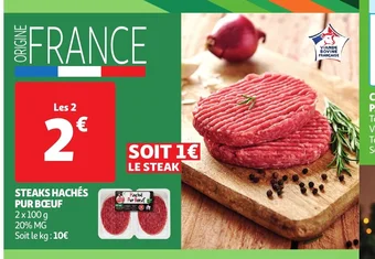 Auchan STEAKS HACHÉS PUR BŒUF offre
