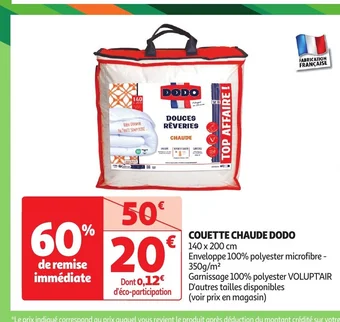 Auchan COUETTE CHAUDE DODO offre