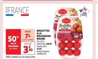 Auchan BOULETTES À LA BOLOGNAISE Bigard offre