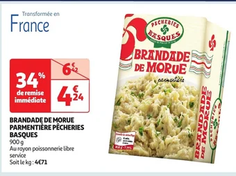 Auchan BRANDADE DE MORUE PARMENTIÈRE PÊCHERIES BASQUES offre
