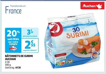 Auchan BÂTONNETS DE SURIMI AUCHAN offre