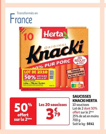 Auchan SAUCISSES KNACKI HERTA offre