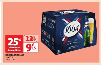 Auchan BIÈRE BLONDE 1664 offre