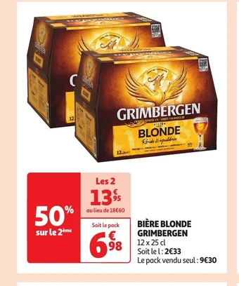 Auchan BIÈRE BLONDE GRIMBERGEN 12 x 25 cl offre