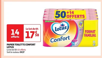 Auchan PAPIER TOILETTE CONFORT LOTUS offre