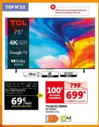 Auchan TV LED TCL 75P635 offre