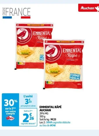 Auchan EMMENTAL RÂPÉ AUCHAN offre