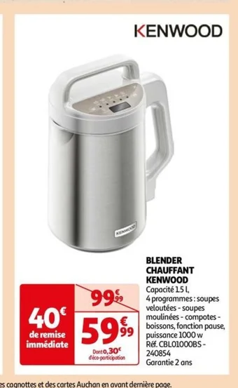 Auchan BLENDER CHAUFFANT KENWOOD offre