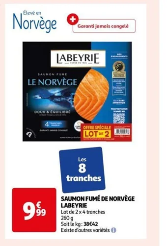 Auchan SAUMON FUMÉ DE NORVÈGE LABEYRIE offre
