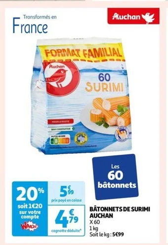Auchan BÂTONNETS DE SURIMI AUCHAN offre