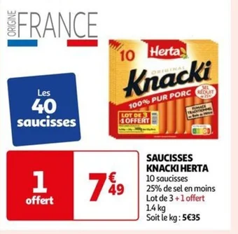 Auchan SAUCISSES KNACKI HERTA offre
