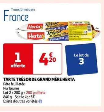 Auchan TARTE TRÉSOR DE GRAND MÈRE HERTA offre