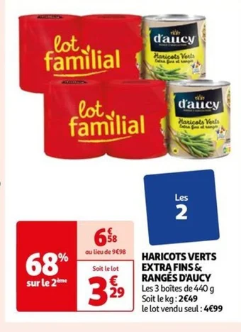 Auchan HARICOTS VERTS EXTRA FINS & RANGÉS D'AUCY offre