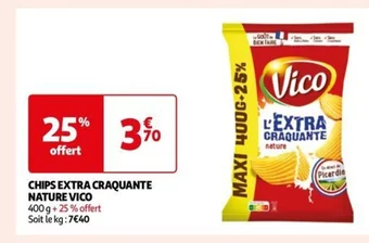 Auchan CHIPS EXTRA CRAQUANTE NATURE VICO offre