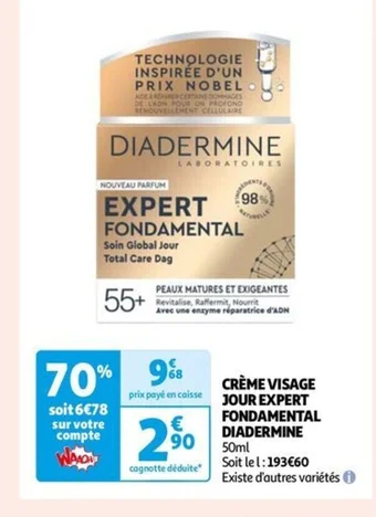 Auchan CRÈME VISAGE JOUR EXPERT FONDAMENTAL DIADERMINE offre