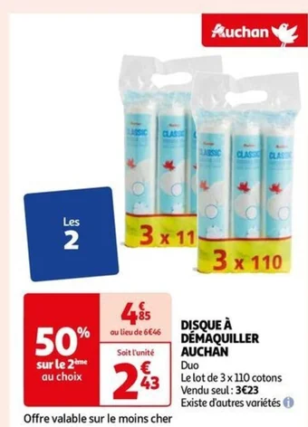 Auchan DISQUE À DÉMAQUILLER AUCHAN offre