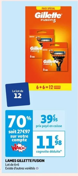 Auchan LAMES GILLETTE FUSION offre