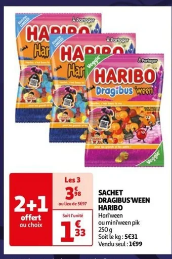 Auchan SACHET DRAGIBUS'WEEN HARIBO offre