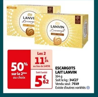 Auchan ESCARGOTS LAIT LANVIN offre