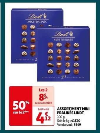 Auchan ASSORTIMENT MINI PRALINÉS LINDT offre
