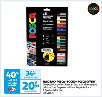 Auchan MAXI PACK POSCA+POCHON POSCA OFFERT offre