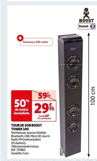 Auchan TOUR DE SON BOOST TOWER 100 offre