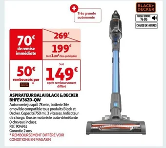 Auchan ASPIRATEUR BALAI BLACK & DECKER BHFEV362D-QW offre