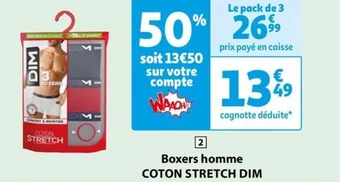 Auchan Boxers homme COTON STRETCH DIM offre