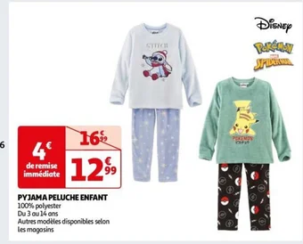 Auchan PYJAMA PELUCHE ENFANT offre