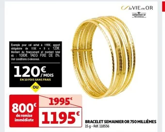 Auchan BRACELET SEMAINIER OR 750 MILLIÈMES 1 offre