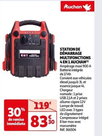Auchan STATION DE DÉMARRAGE MULTIFONCTIONS 4 EN 1 AUCHANAuchan offre