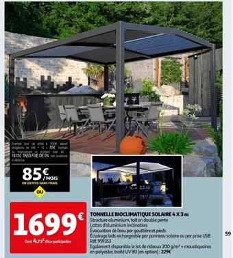 Auchan TONNELLE BIOCLIMATIQUE SOLAIRE 4 X 3 m offre