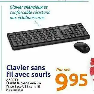 Action Clavier Sans Fil Avec Souris offre