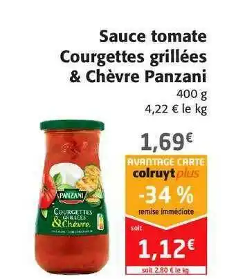 Colruyt Sauce Tomate Courgettes Grillées & Chèvre Panzani offre