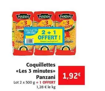 Colruyt Coquillettes «les 3 Minutes» Panzani offre