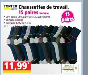 Norma Chaussettes De Travail, 15 Paires Homme Toptex Pro offre