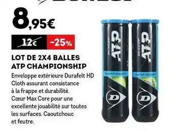 Sport 2000 Lot De 2 X 4 Balles Atp Championship offre