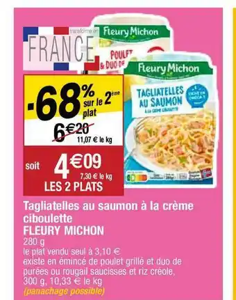 Migros Tagliatelles Au Saumon à La Crème Ciboulette Fleury Michon offre