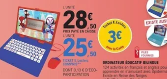 E.Leclerc ORDINATEUR ÉDUCATIF BILINGUE offre