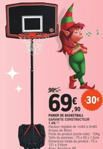 E.Leclerc PANIER DE BASKETBALL GARANTIE CONSTRUCTEUR offre
