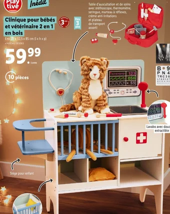 Lidl Clinique pour bébés et vétérinaire 2 en 1 en bois offre