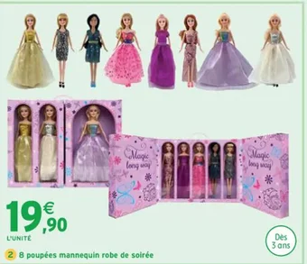 8 poupées mannequin robe de soirée