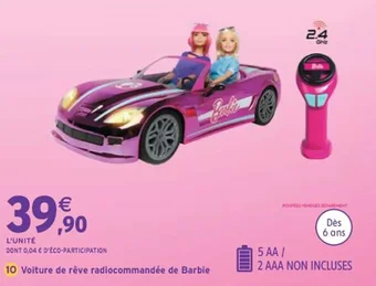 Voiture de rêve radiocommandée de Barbie