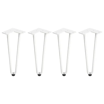 Emuca pieds hairpin de 2 barres par table, 400, peint en blanc, acier