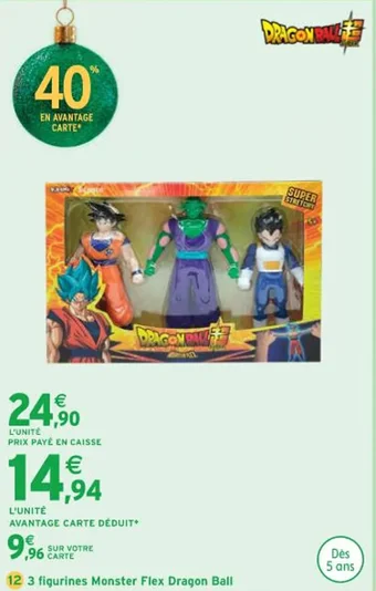 Intermarché 3 figurines Monster Flex Dragon Ball offre