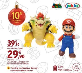 Intermarché Figurine électronique Bowser ou Peluche Mario 30 cm offre
