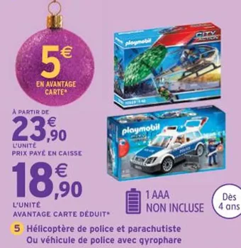 Intermarché Hélicoptère de police et parachutiste Ou véhicule de police avec gyrophare offre