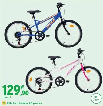 Promo Velo tout terrain 20 pouces chez Intermarche